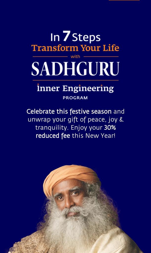 ElsaMessilaElsa's tweet photo. Transform your life with timeless tools for inner well-being.
Start your journey with #InnerEngineeringWithSadhguru today: https://t.co/ztgJY6Ql80 https://t.co/k2hBIcLzhd
