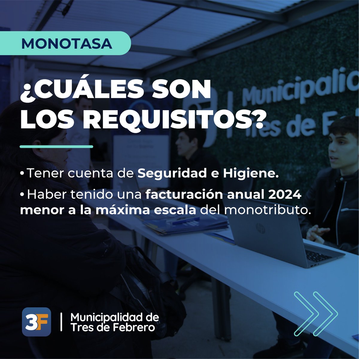 Municipalidad3F's tweet photo. Si no estás dado de alta en el monotributo y en el 2024 facturaste menos de la máxima escala, podés sumarte al régimen de #Monotasa que ampliamos para beneficiarte a vos.
Ingresá a https://t.co/H4u6YisVRL y sumate desde #Mi3F.
Conocé más detalles en 👉 https://t.co/Ey0vbZDAD4 https://t.co/aUIc2ADsZ3