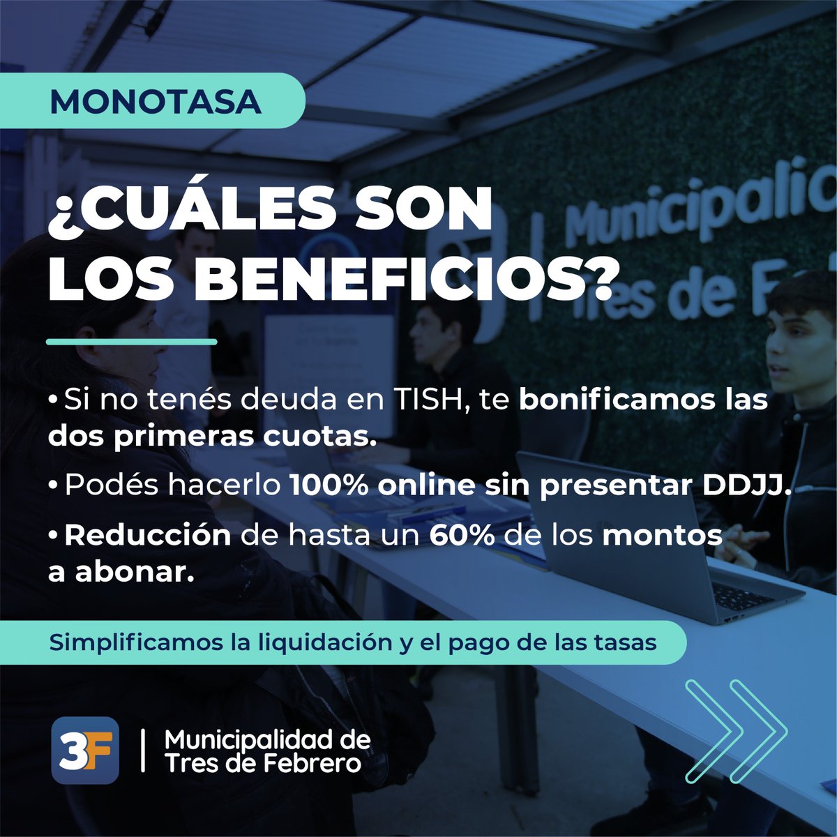Municipalidad3F's tweet photo. Si no estás dado de alta en el monotributo y en el 2024 facturaste menos de la máxima escala, podés sumarte al régimen de #Monotasa que ampliamos para beneficiarte a vos.
Ingresá a https://t.co/H4u6YisVRL y sumate desde #Mi3F.
Conocé más detalles en 👉 https://t.co/Ey0vbZDAD4 https://t.co/aUIc2ADsZ3