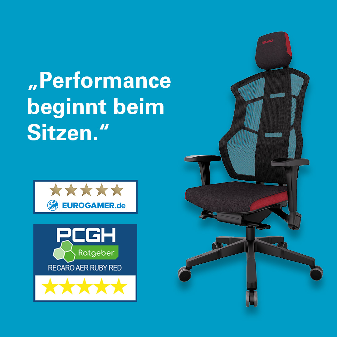 RECARO_Gaming's tweet photo. Performance beginnt beim Sitzen!
Dafür braucht es den richtigen Supporter!
Das wissen auch @eurogamer und @pcgh Ratgeber haben den RECARO Aer mit 5 Sternen bewertet.
RECARO Aer - der perfekte Supporter für ultimative Performance. #whenitcounts https://t.co/uxXcoZMC7y