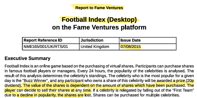 Zidave1's tweet photo. On 7/8/15 the independent report into #footballindex website confirmed that players can decide to sell their shares at any time. The Sheehan Report also confirms that @GamRegGB were told about this and approved it in April 2015. https://t.co/2H02BKIA48