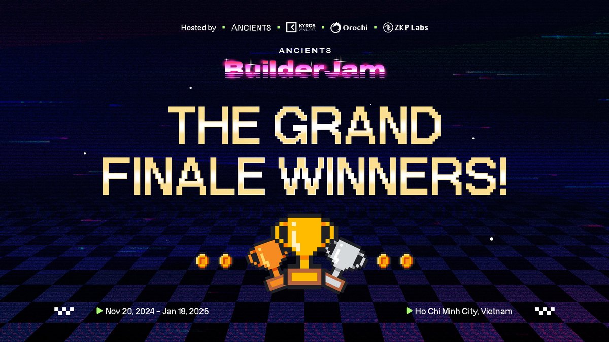 🎉 The Ancient8 Builder Jam has officially ended!

After weeks of innovation, we’re excited to announce the winners sharing a $400,000+ prize pool!

Let’s break down the highlights and meet the top projects 👇

Details: blog.ancient8.gg/meet-the-winne…

(1/9)