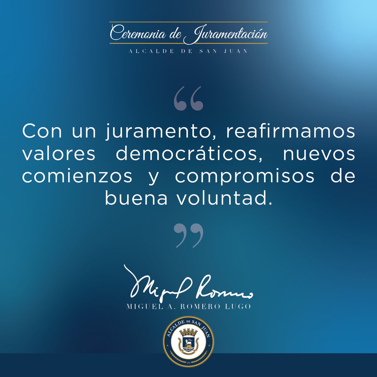 Hoy se emprenden nuevos comienzos y se reafirman los compromisos contraídos de buena voluntad. <a href="/SJCiudadCapital/">San Juan, Ciudad Capital</a>
