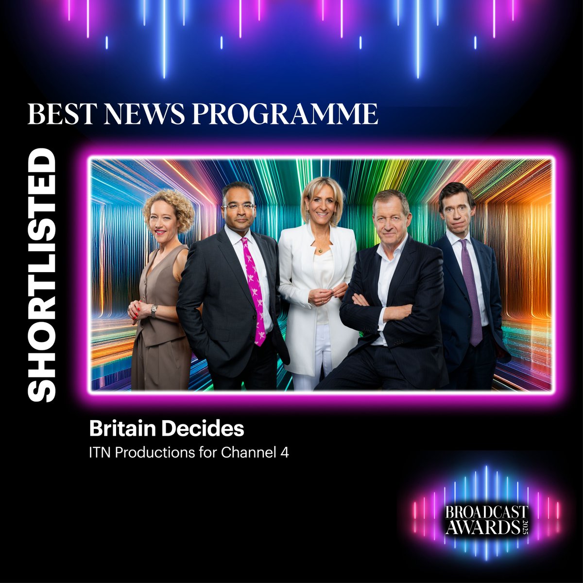 Shortlisted for Best News Programme is: Britain Decides, <a href="/ITNProductions/">ITN Productions</a> for <a href="/Channel4/">Channel 4</a> bit.ly/BA25Shortlist #BA2025