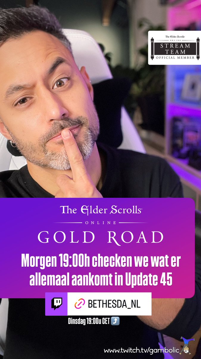 Gambol_ic's tweet photo. Morgen stream ik gezellig op het kanaal van @bethesda_nl en recappen we wat er allemaal is announced bij de Update 45 reveal!

Kom gezellig kijken om 19:00u 

https://t.co/E8VA1PxMOg https://t.co/Vsmcr0OITA