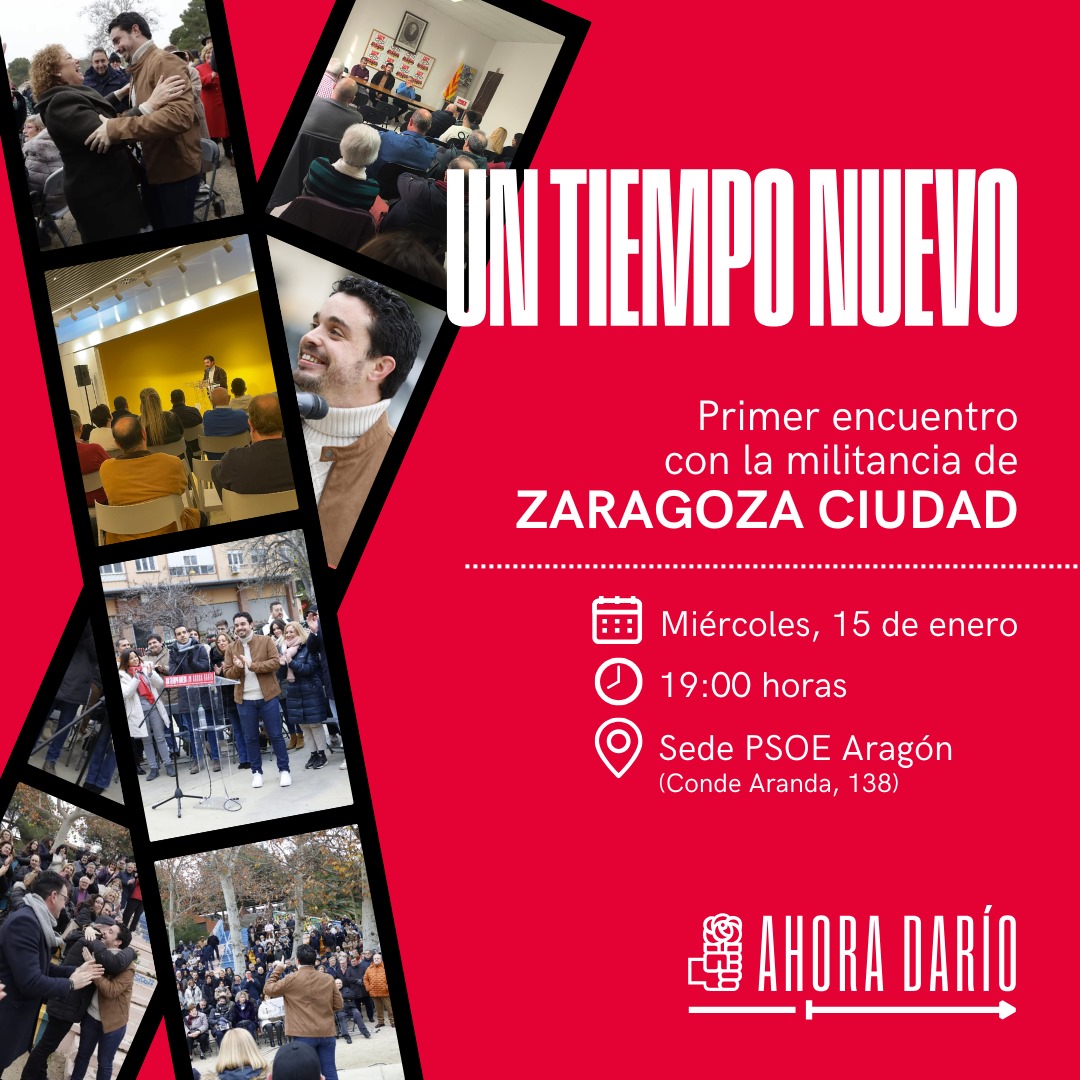 🗣 Este miércoles a partir de las 19.00 horas nos encontraremos en el Partido para hablar, presentar y conversar sobre el proyecto de #UnTiempoNuevo en #Aragón. 

📍Acto en la ciudad, abierto a toda la militancia, en el que espero contar vosotras/os. 

Propuestas e ilusión. 💪🌹