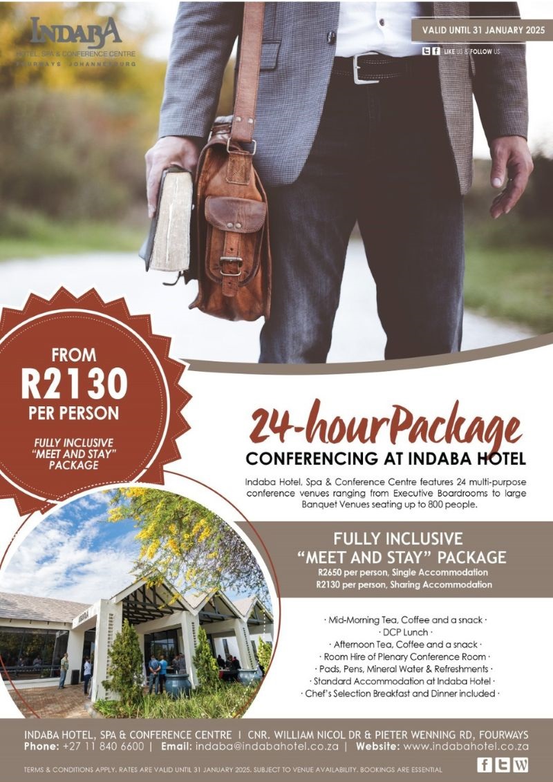SandtonTourism's tweet image. Nobody offers you conferencing like @IndabaHotel with its choice of 24 multi-purpose conference venues in beautiful garden settings. Select the ‘Meet and Stay’ package that is best for your 24-hour conference and book now.

tinyurl.com/z6zt2jmn
#conference #choices #topnotch