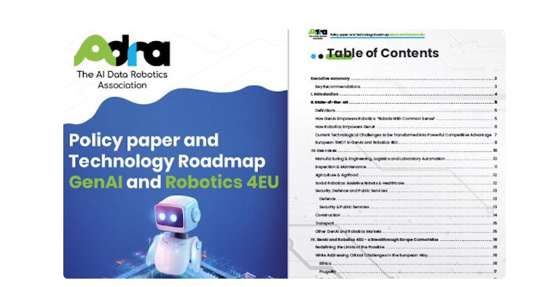 Agimus_EU's tweet photo. The  #GenAI and #Robotics, have the power to disrupt markets and revolutionize strategic industrial ecosystems. 𝗗𝗶𝘀𝗰𝗼𝘃𝗲𝗿 𝘁𝗵𝗲 𝙋𝙤𝙡𝙞𝙘𝙮 𝙋𝙖𝙥𝙚𝙧 𝙖𝙣𝙙 𝙏𝙚𝙘𝙝𝙣𝙤𝙡𝙤𝙜𝙮 𝙍𝙤𝙖𝙙𝙢𝙖𝙥: 𝙂𝙚𝙣𝘼𝙄 𝙖𝙣𝙙 𝙍𝙤𝙗𝙤𝙩𝙞𝙘𝙨4𝙀𝙐!: https://t.co/3IP0vGZ2sc https://t.co/nsDD5Lvc3L