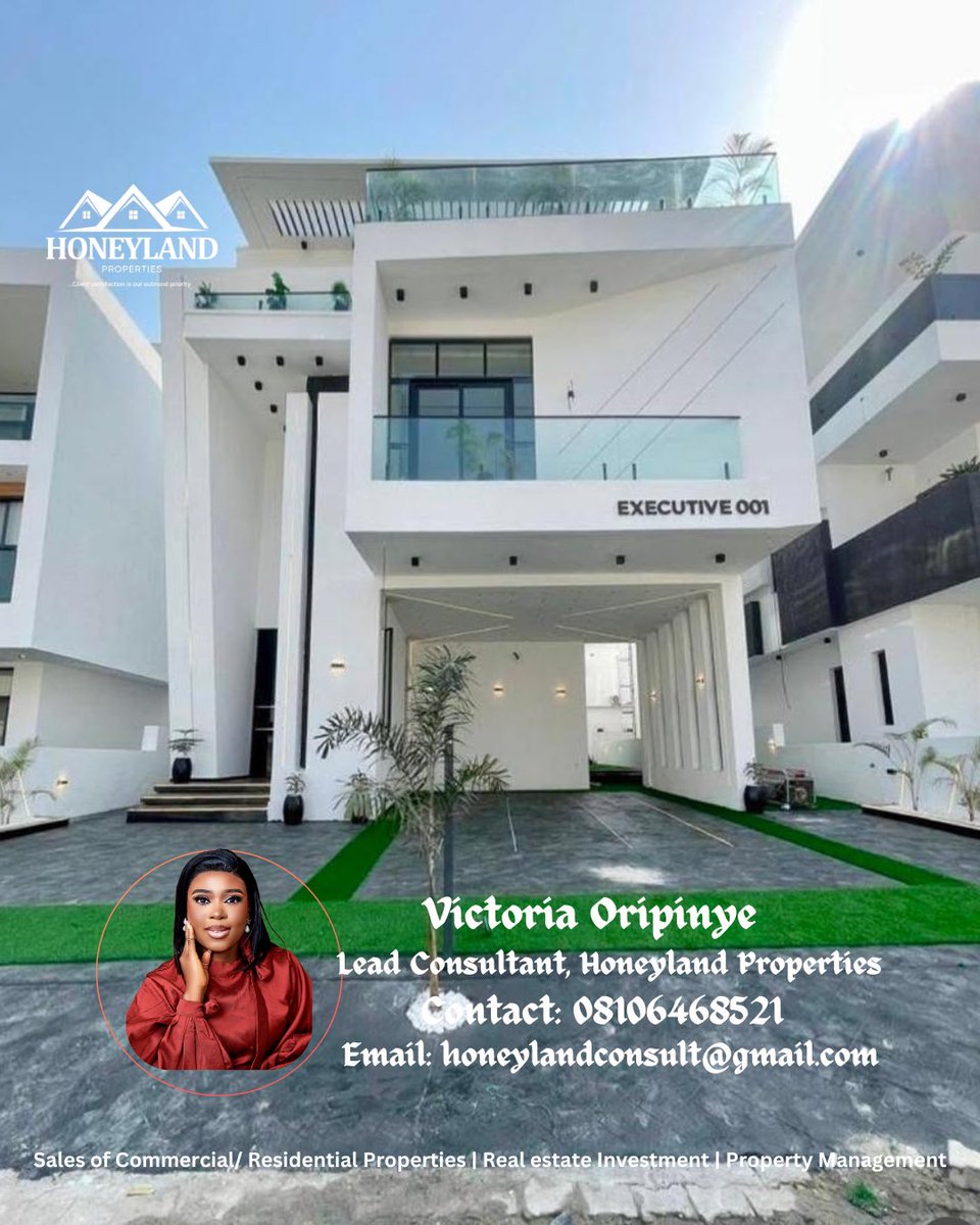 Honeylandcon's tweet photo. Elegantly built 5bedroom Fully Detached Duplex
Location : Chevron,Lekki
Price : N680Million
Title- Governors Consent.
For inspection/ Inquiries call or chat 08106468521
Email: honeylandconsult@gmail.com
#honeylandproperty #chevronlekki #propertyagent #islandproperty https://t.co/GMazz7yVNF