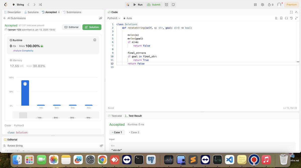 laxmankumarIITB's tweet image. 📅  Jan 13 

❄️   Day 105
LeetCode Q796 Rotate String ( Data Structure used String)
#DSA  #365dayscode #PYTHON #CONNECTION #Leetcode