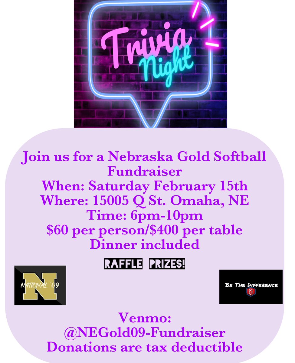 amyfbeard's tweet photo. @NebraskaGold09s Help us fill our tables of 8! Donations are tax deductible. Call 205-910-4445 with questions/seating requests! Team Venmo:
@ NEGold09-Fundraiser https://t.co/hxh7TC8tmL