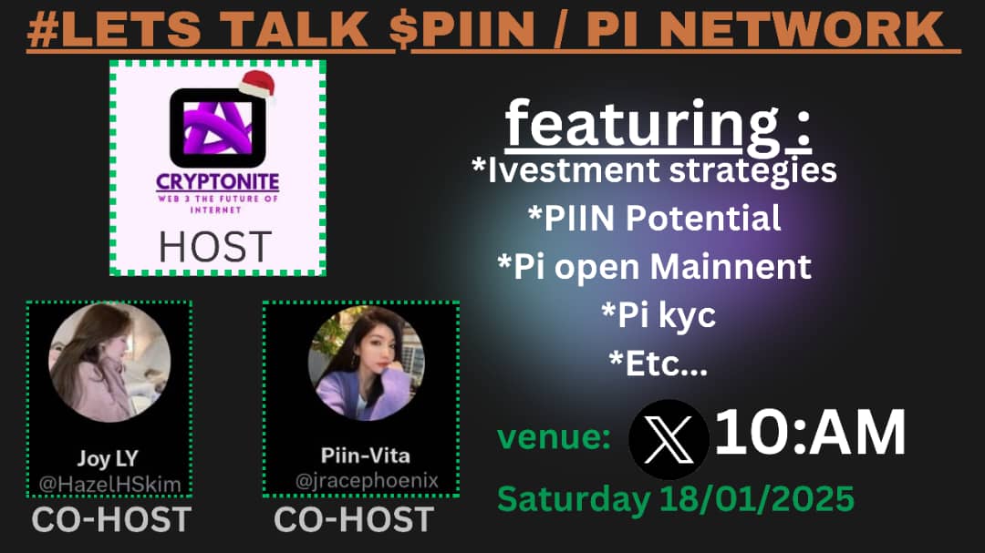 *Exciting News!*
You're Invited: Piin Chinese Community Space!

Join us on January 18th, 2025, at 10:00 AM as we host the Piin Chinese Community Space!

I'm thrilled to be hosting this event, and I'm honored to be joined by two amazing co-hosts:

Miss Vita &amp; Joy!

A 🧵👇