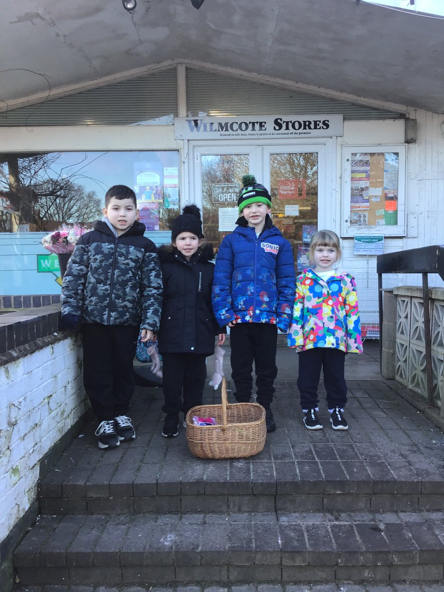 Fox class have been shopping at Wilmcote Stores for the ingredients to make gingerbread people. We can't wait to try them.