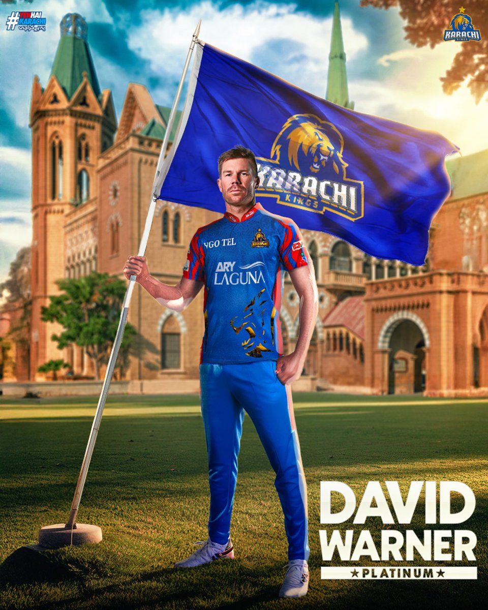 He is ready to light the game with every single shot, Welcome to #KingsSquad  𝑫𝒂𝒗𝒊𝒅 𝑾𝒂𝒓𝒏𝒆𝒓! 💙❤️

#DECADEOFHBLPSL | #YehHaiKarachi | #KarachiKings | #HBLPSLDraft
