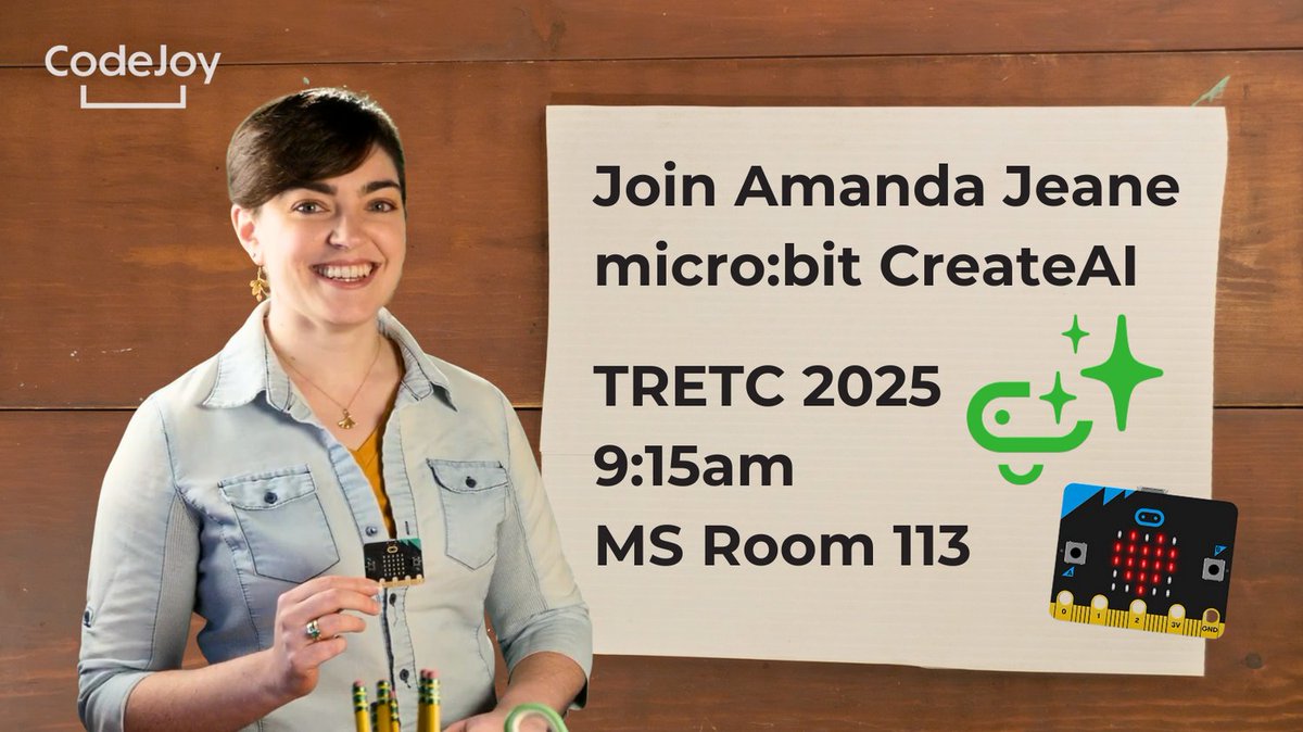 CodeJoy (@codejoyedu) on Twitter photo Local PA Educators! #PAProud Are you going to <a href="/pghtech/">PGH Tech Council & Fortyx80</a> #TRETC? Our very own <a href="/AmandaJeaneEdu/">Amanda Jeane</a> will be presenting #microbit CreateAI & sharing @CSTAPittsburgh. If you’ll be there, catch AJ to pickup #CodeJoy button! #PGHed #EdTech #TRETC2025 #CSforAll #CSTA #KTI #KTIFamily Local PA Educators! #PAProud Are you going to <a href="/pghtech/">PGH Tech Council & Fortyx80</a> #TRETC? Our very own <a href="/AmandaJeaneEdu/">Amanda Jeane</a> will be presenting #microbit CreateAI & sharing @CSTAPittsburgh. If you’ll be there, catch AJ to pickup #CodeJoy button! #PGHed #EdTech #TRETC2025 #CSforAll #CSTA #KTI #KTIFamily