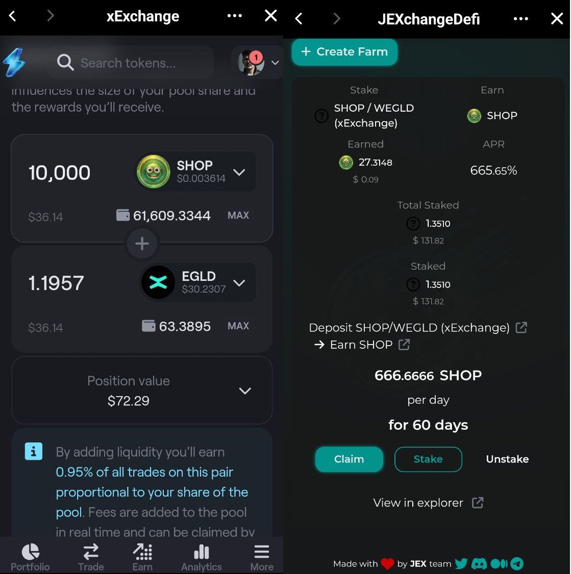 We have fantastic news for you: it's time to embrace our digital farming side with **SHOPPYFARM**! 🎉 Now you can put your tokens to work in your place. A new farm has opened on JEXchange.io with a juicy APR now you can earn more tokens more value! How do you do that?!