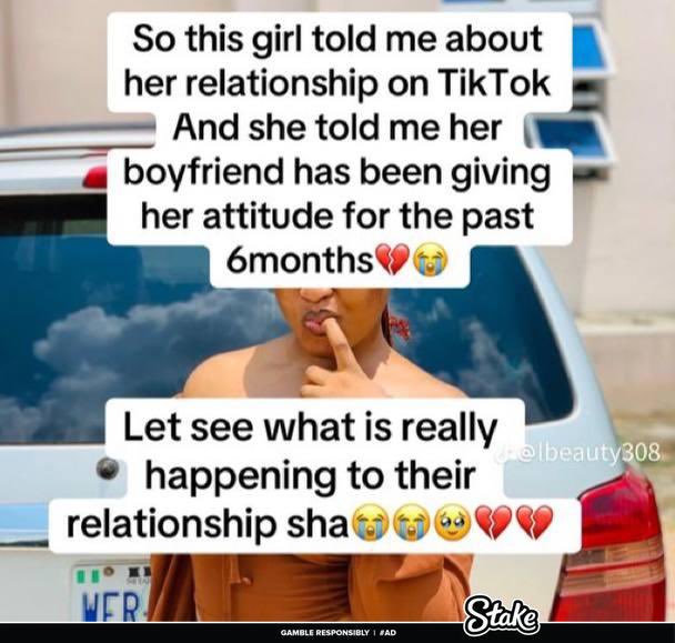 A lady paid her friend to prank her boyfriend to know the reason why he has been giving her attitude for the past six months and his valid reason will shock😳💔

Check Thread 😭