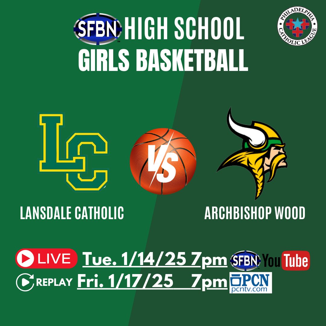 Tune in tomorrow night at 7pm for a big time PCL Girls Basketball matchup between <a href="/WoodGirlsBball/">Archbishop Wood Girls Basketball</a> &amp; <a href="/lcladycrusaders/">Lansdale Catholic Girls Basketball</a> ! We will be live on YouTube at this link - youtube.com/live/8jpsjULnM… - and the game will also be replayed as the <a href="/pcntv/">PCN</a> Game of the Week on Friday 2/17 at 7pm!