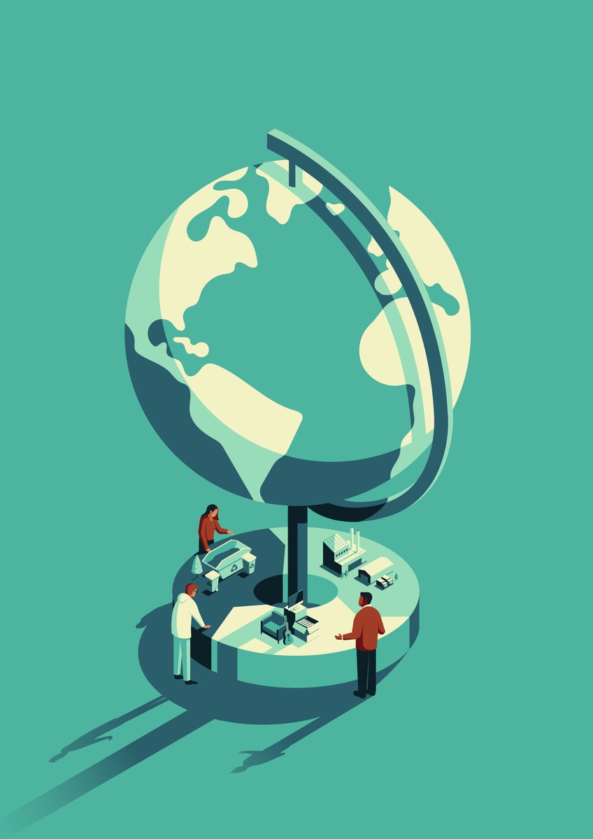 Labeled “Circular Economy” - this illustration by <a href="/Beth_Goody/">Beth Goody Illustration</a>  was made for a notorious climate change discussing how to create a model of reusing and recycling products for as long as possible.

Beth Goody Portfolio: artistique-int.com/beth-goody