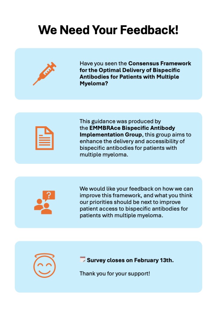 Chantelle Hughes RN (@misscrhughes) on Twitter photo Click here to complete our survey for the Consensus Framework for the Optimal Delivery of Bispecific Antibodies for Multiple Myeloma: qualtrics.ucl.ac.uk/jfe/form/SV_0I…
Thank you for your support!
<a href="/DrRakeshPopat/">Rakesh Popat</a> <a href="/PinkieChambers/">Dr Pinkie Chambers</a> <a href="/AndreaDPreston1/">Andrea Preston</a> <a href="/UKMyelomaSoc/">UK Myeloma Society</a> Click here to complete our survey for the Consensus Framework for the Optimal Delivery of Bispecific Antibodies for Multiple Myeloma: qualtrics.ucl.ac.uk/jfe/form/SV_0I…
Thank you for your support!
<a href="/DrRakeshPopat/">Rakesh Popat</a> <a href="/PinkieChambers/">Dr Pinkie Chambers</a> <a href="/AndreaDPreston1/">Andrea Preston</a> <a href="/UKMyelomaSoc/">UK Myeloma Society</a>