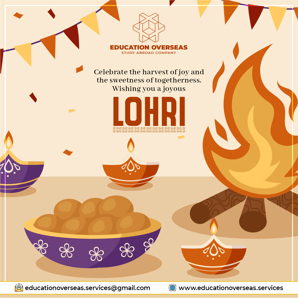 educationabraod's tweet photo. 📷 Happy Lohri from Education Overseas Services! 📷
As we gather around the bonfires this Lohri, let's celebrate the light of knowledge and the joy of new beginnings! 
#Lohri2025 #FestivalOfHarvest #StudyAbroad #EducationOverseasServices #AcademicExcellence #HappyLohri #DreamBig https://t.co/JKXD4hLBHw