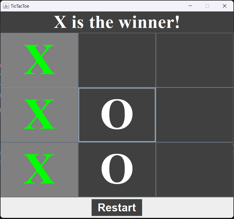 Griffinxzoro's tweet photo. Hey there @nexovates!

Day 6️⃣ of sharing my learnings: Built a Tic Tac Toe game from scratch using Java Swing! 

Creating the logic and GUI was a fun challenge—excited to keep leveling up my skills! 

#100DaysOfCode #Java #Swing #GameDev #CodingJourney #TechTwitter https://t.co/fLLmz0tsxt