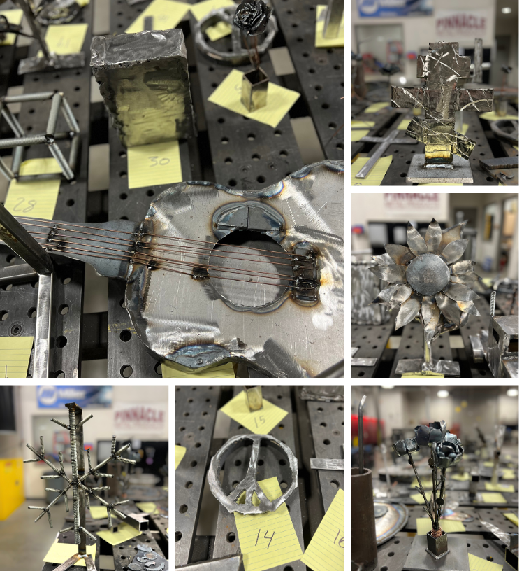 DelawareAreaCC's tweet photo. Our Welding students recently showcased their creativity in a design competition! Staff voted on their favorite, and Casey Clay’s sunflower design took first place. Great work by all the students! #DACCPride https://t.co/eI83OQ7jzJ