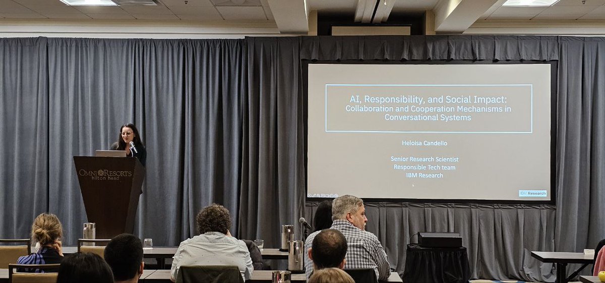 ACM GROUP Conference (@acm_groupwork) on Twitter photo inspiring opening keynote by <a href="/heloisacsp/">Heloisa Candello</a> at #Group2025.
Topic: “AI, Responsibility, and Social Impact: Collaboration and Cooperation Mechanisms in Conversational Systems.” 🤖🤝
It is a thought-provoking session! #ACM <a href="/sigchi/">ACM SIGCHI</a> inspiring opening keynote by <a href="/heloisacsp/">Heloisa Candello</a> at #Group2025.
Topic: “AI, Responsibility, and Social Impact: Collaboration and Cooperation Mechanisms in Conversational Systems.” 🤖🤝
It is a thought-provoking session! #ACM <a href="/sigchi/">ACM SIGCHI</a>