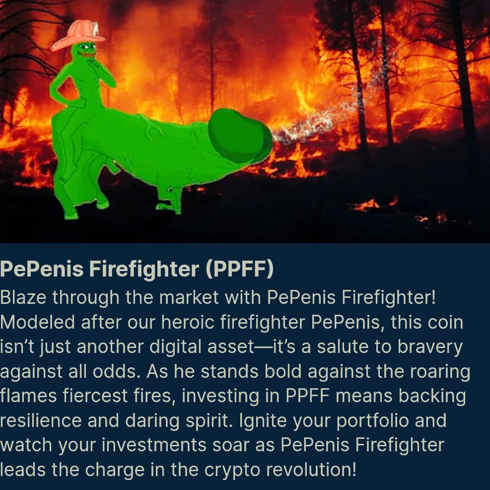 mememafiaaaa's tweet photo. There's a new hung hero in town & he's saving lives & making a splash on the crypto scene with his massive flesh fire extinguisher.
Meet PePenis firefighter ticker $PPFF
#solana
#pumpfun
#PumpFunLaunch
#crypto
#elonmusk
#memecoin
#ppff
#pepenisfirefighter
#pepe
#doge
#viral https://t.co/TVhtIsk2F6