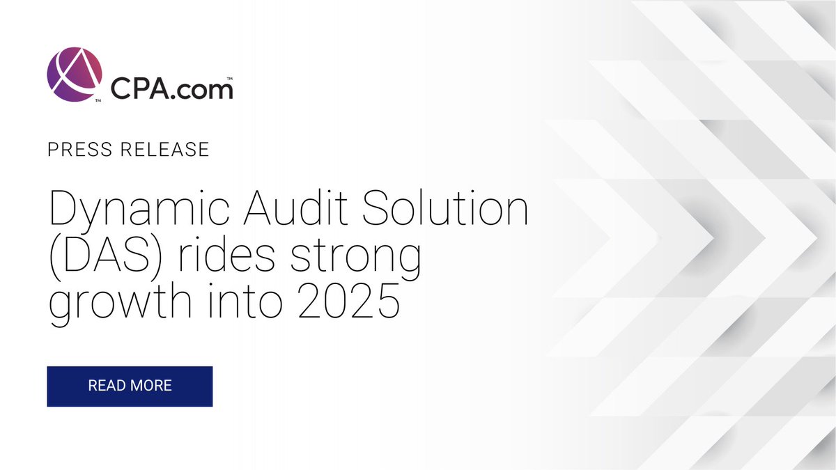 CPA.com, a subsidiary of the <a href="/AICPA/">American Institute of CPAs</a>, just announced the latest updates to its DAS initiative, including enhanced capabilities, expanded industry content and the appointment of a new CEO at its technology partner <a href="/Caseware/">Caseware</a>. 
Read more. cpa.com/news/dynamic-a…