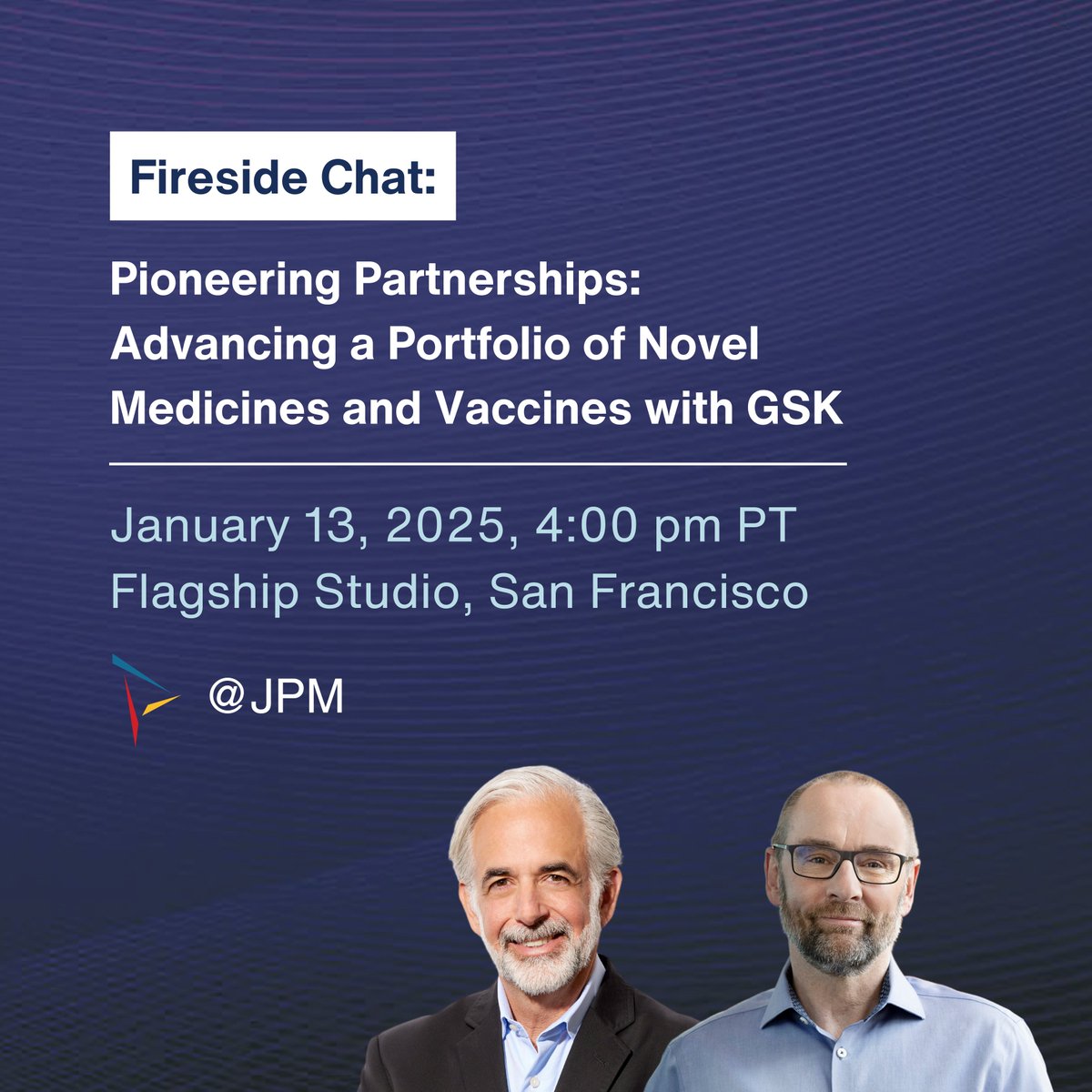 On January 13, 4pm PT/7pm ET, Tony Wood, Chief Scientific Officer at <a href="/GSK/">GSK</a>, joins Paul Biondi, Flagship Pioneering General Partner and President of <a href="/PioneeringMeds/">Pioneering Medicines</a>, for a discussion on the Innovation Supply Chain partnership between GSK and Flagship Pioneering and our shared goal