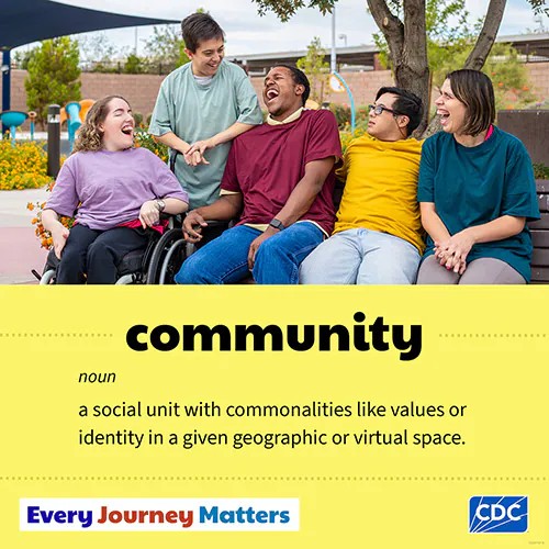Achieving the best possible health will look different for different people, but a community of support can help people no matter what they are navigating. Explore CDC's tips to connect with your local community during this #BirthDefectsAwarenessMonth. #EveryJourneyMatters