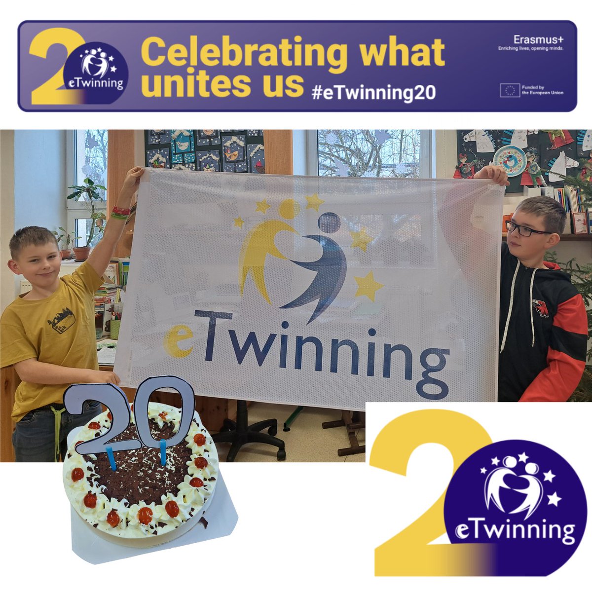 🎂Tento týden slavíme velké výročí – #eTwinning má 20 let! 💙

🎂K této příležitosti připravilo našich dvacet ambasadorek a ambasadorů 20 dortů, které symbolizují společné úspěchy a důležité milníky eTwinningové komunity. Tento významný den oslavili přímo ve svých školách.