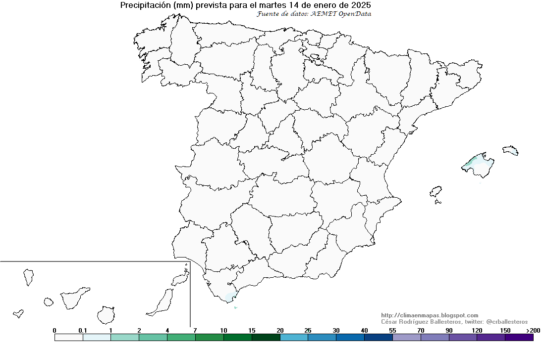 crballesteros's tweet photo. #ClimaEnMapas. Precipitación prevista para hoy y mañana, elaborada con la predicción horaria por municipios de #AemetOpenData
Más información en: https://t.co/Ybb01g4I18 https://t.co/GbnqOy9xAO