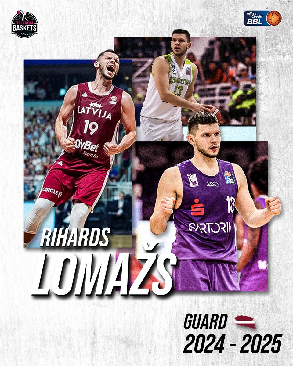 Willkommen in Bonn, Rihards Lomazs! 🇱🇻 Der erfahrene lettische Nationalspieler, der auf beiden Guard-Positionen spielen kann, wechselt aus der Türkei nach Bonn, wo er einen Vertrag bis Saisonende unterschrieb.

Alle Infos: telekom-baskets-bonn.de/presse/newsarc…

#HEARTBERG