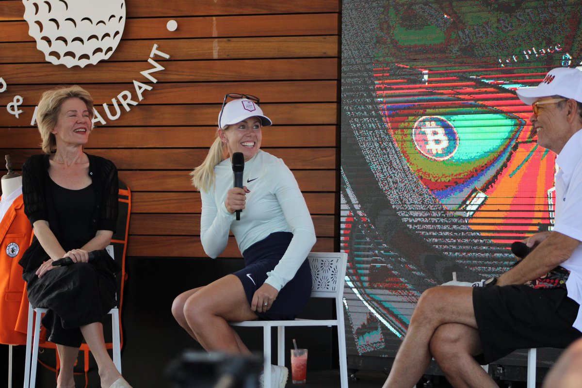 BTCX_NEWS's tweet photo. @pernillagolf great interview!! 

So cool too see golf pros being Bitcoin advocates! 🤩🏌️⛳️ especially rocking @BeanofFire https://t.co/Ht51izBIQn