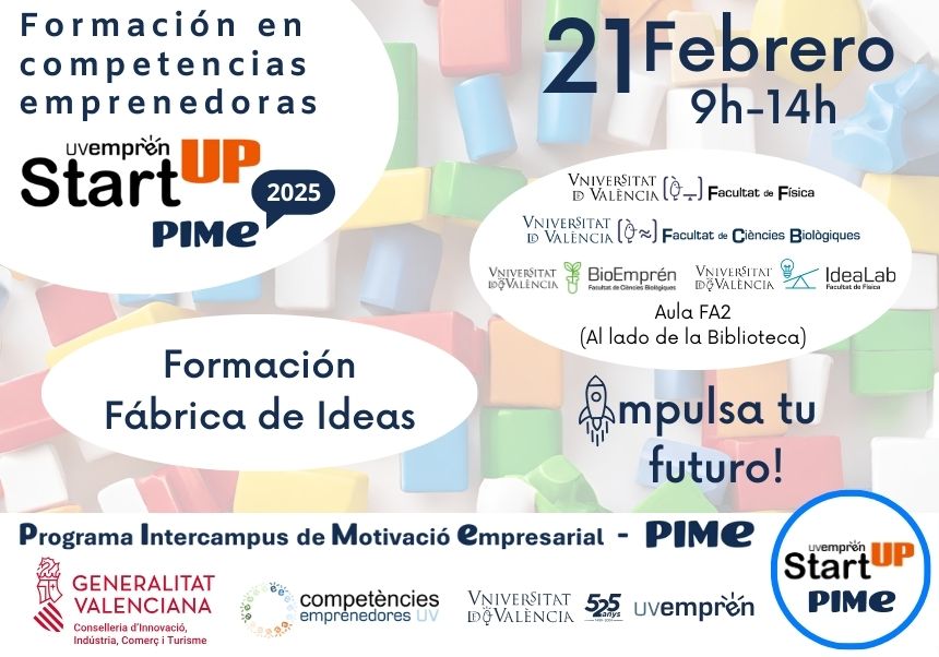 Participa en la “Fàbrica d'Idees” per a generar la teua idea de negoci el dia 21 de febrer de 2025 uv.es/uvweb/biologic…