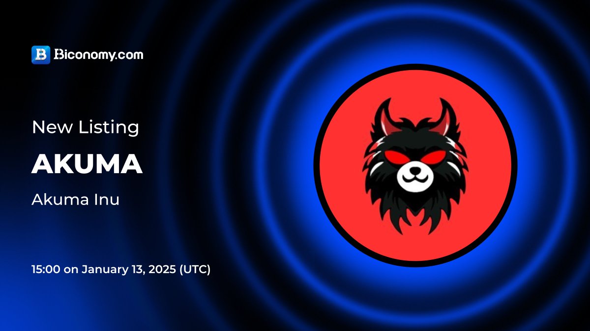 🚀NEW LISTING🔥 $AKUMA #Biconomy will list @AkumaInuPrime and open the # AKUMA / #USDT trading pair at 15:00 on January 13, 2025 (UTC)🔥 🗓️Open  deposit and withdrawal time: 15:00 on January 13, 2025 (