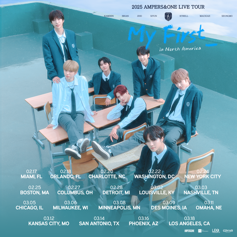 LeoPresents's tweet photo. K-pop group 𝐀𝐌𝐏𝐄𝐑𝐒&amp;𝐎𝐍𝐄 debut tour. Get your tickets now via TicketWeb!