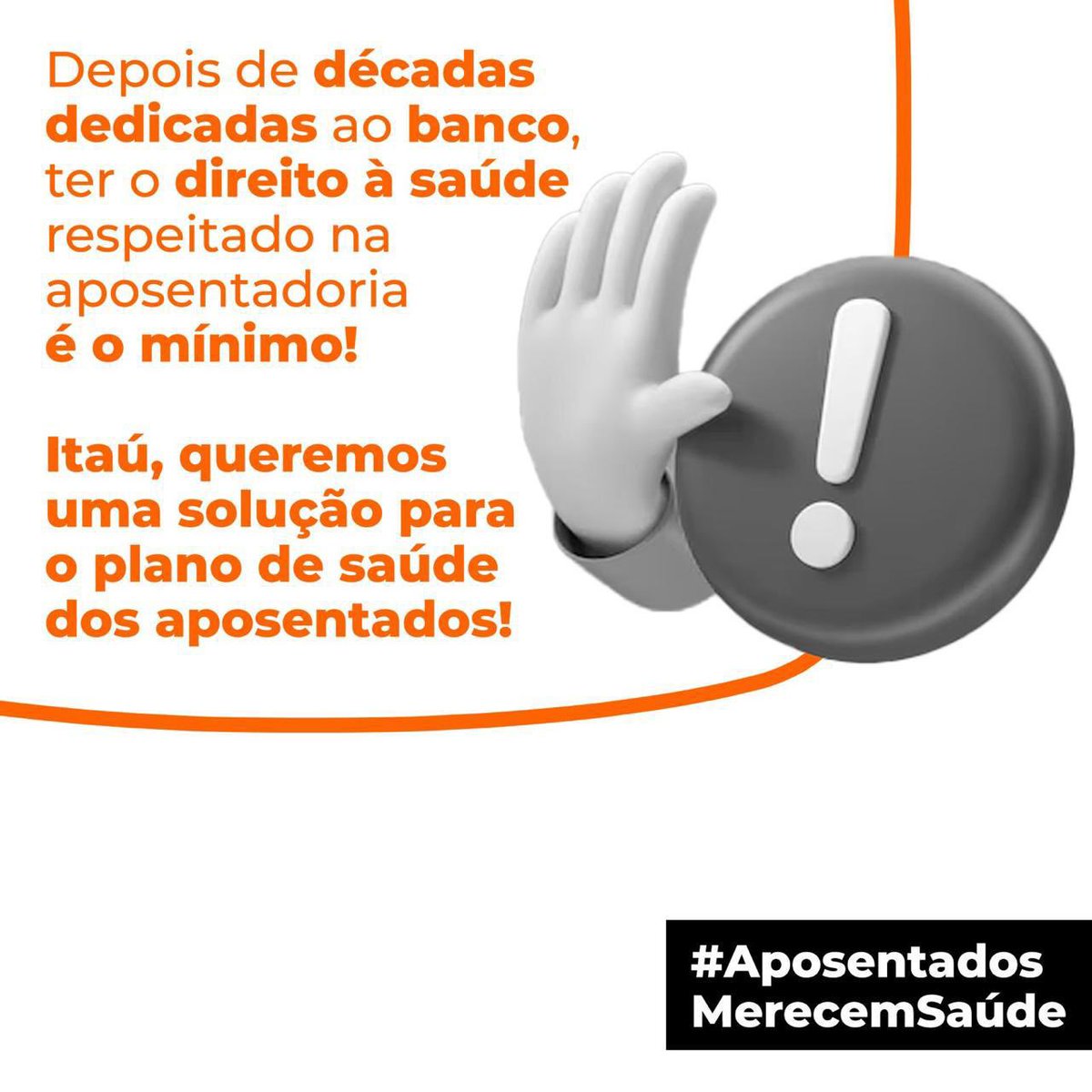 FederaRj's tweet photo. Aposentados e aposentadas merecem e exigem respeito. Não são descartáveis. Alô, @itau !
#AposentadosMerecemSaude https://t.co/EfH2NISnRu