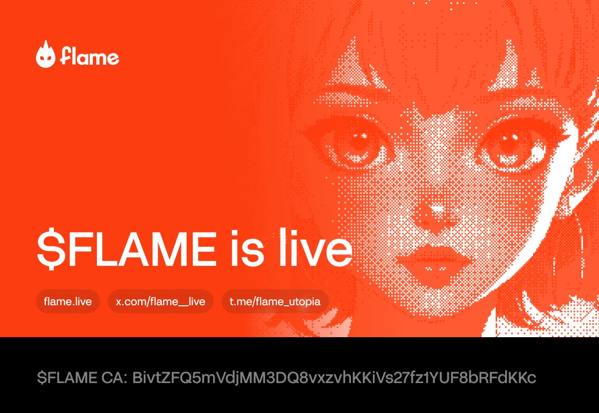 luckdotfun's tweet image. We're thrilled to introduce $FLAME, the token that fuels a platform bringing AI companions to life on @solana 🔥

Combining AI and blockchain, Flame creates virtual friends who interact with you through text, images, videos, and 3D avatars.