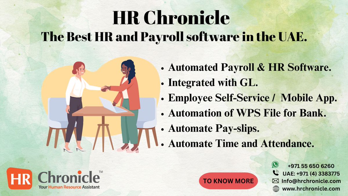 hrchronicle's tweet photo. Automate your HR and Payroll process in UAE.
HR Chronicle - The Best HR and Payroll Management Software in the UAE designed for Middle East market.
#payroll #payrollservices #payrollmanagement #hr #hrsoftware #hrms #hrmsuae #hruae #payrollsoftware #cloudbasedhrmsoftware #dubai https://t.co/2y6fR2UWb5