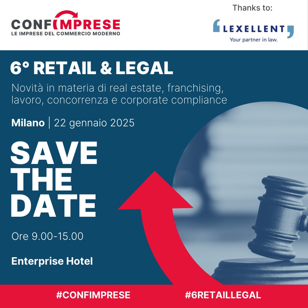 Il prossimo 22 gennaio torna l'evento "Retail &amp; Legal"! 
<a href="/UgoEttore/">Ugo Ettore Di Stefano</a> interverrà per discutere delle "Indicazioni giurisprudenziali sulla governance e compliance aziendale in materia di intelligenza artificiale". 
Per maggiori dettagli: confimprese.it/eventi/6-retai…

#Retail #AI #Legal