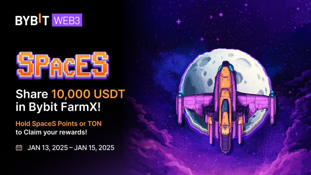 🚀 FarmX is live on Bybit SpaceS!
✨ Hold your SpaceS Points or deposit $TON to unlock massive $USDT prizes!
To earn more rewards:
1️⃣ Complete tasks to win more SpaceS Points.
2️⃣ Top up $TON in your wallet.