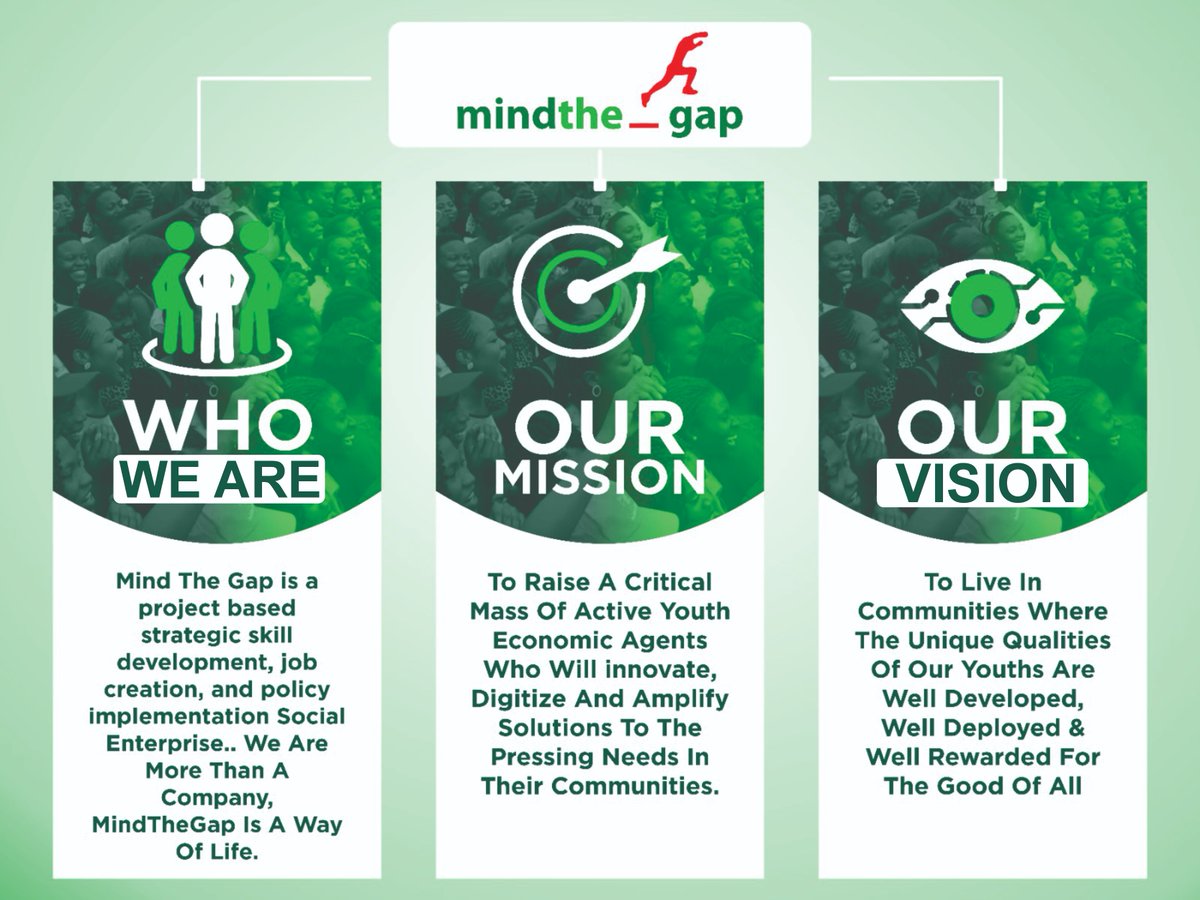 🌟 Discover Who We Are at MindTheGap! 💡

Our mission, vision, and values drive impact and transformation as we bridge gaps and create opportunities.
#MindTheGapNg #PurposeDriven #MakingAnImpact