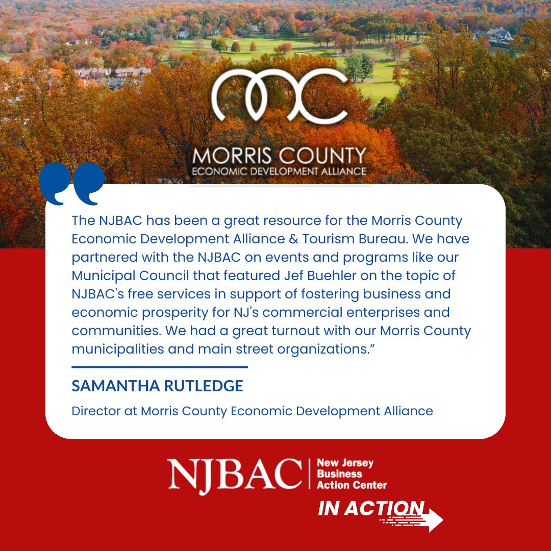 The Morris County Economic Development Alliance worked with NJBAC to boost event turnout! In this week's #NJBACInAction, Samantha Rutledge shares how NJBAC's FREE resources helped. Learn more: nj.gov/state/bac/

#NJBAC #ClientTestimonial #AnswersAdvocacyConnections