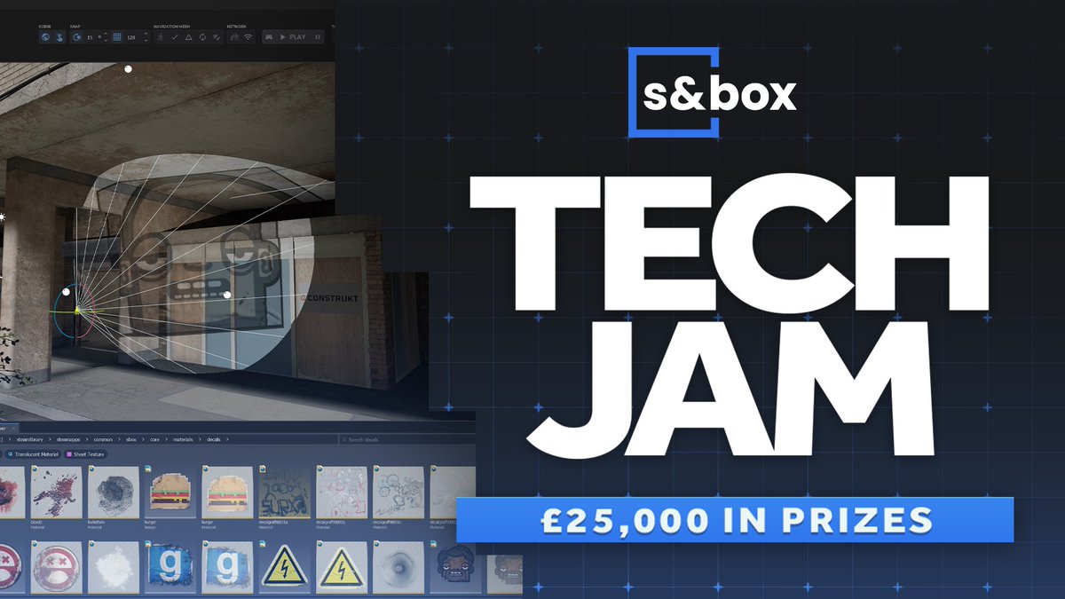 ⚠️ The s&amp;box Tech Jam submission deadline is in 6 days! ⏰
With a share of £25,000 up for grabs, make sure you're ready to submit your tech piece here: sbox.game/c/tech1