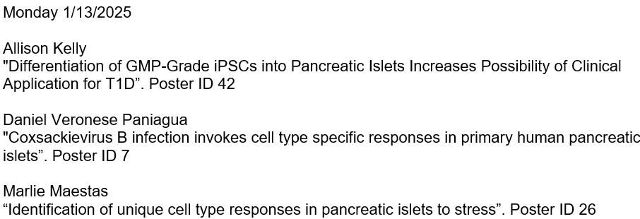 Jeffrey Millman (@jeffreyrmillman) on Twitter photo Three members of the Millman lab (Allison Kelley, <a href="/dveronese18/">Daniel Veronese Paniagua</a>, <a href="/mm_marlie/">Marlie</a>) will be presenting posters today at <a href="/HIRN_CC/">HIRN</a> on stem cell-derived islets and studying T1D pathology. <a href="/WashUMedEndo/">WashU Medicine Endocrinology</a> <a href="/WashUdbbs/">WashU DBBS</a> <a href="/WashUDeptMed/">WashU Medicine Department of Medicine</a> Three members of the Millman lab (Allison Kelley, <a href="/dveronese18/">Daniel Veronese Paniagua</a>, <a href="/mm_marlie/">Marlie</a>) will be presenting posters today at <a href="/HIRN_CC/">HIRN</a> on stem cell-derived islets and studying T1D pathology. <a href="/WashUMedEndo/">WashU Medicine Endocrinology</a> <a href="/WashUdbbs/">WashU DBBS</a> <a href="/WashUDeptMed/">WashU Medicine Department of Medicine</a>