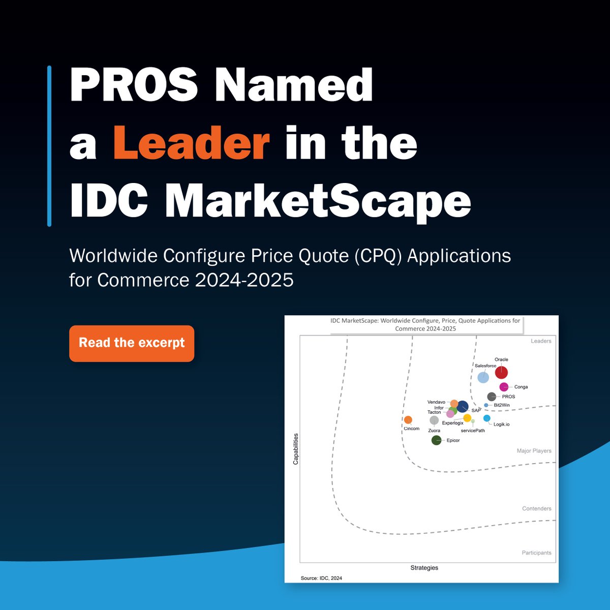 PROS is a Leader in the IDC MarketScape 2024 CPQ assessment, recognized for its AI-driven pricing and CRM-agnostic integrations. PROS Smart CPQ enhances the quote-to-cash process with advanced tools.
See why PROS was named a leader: ms.spr.ly/6012o2WS6