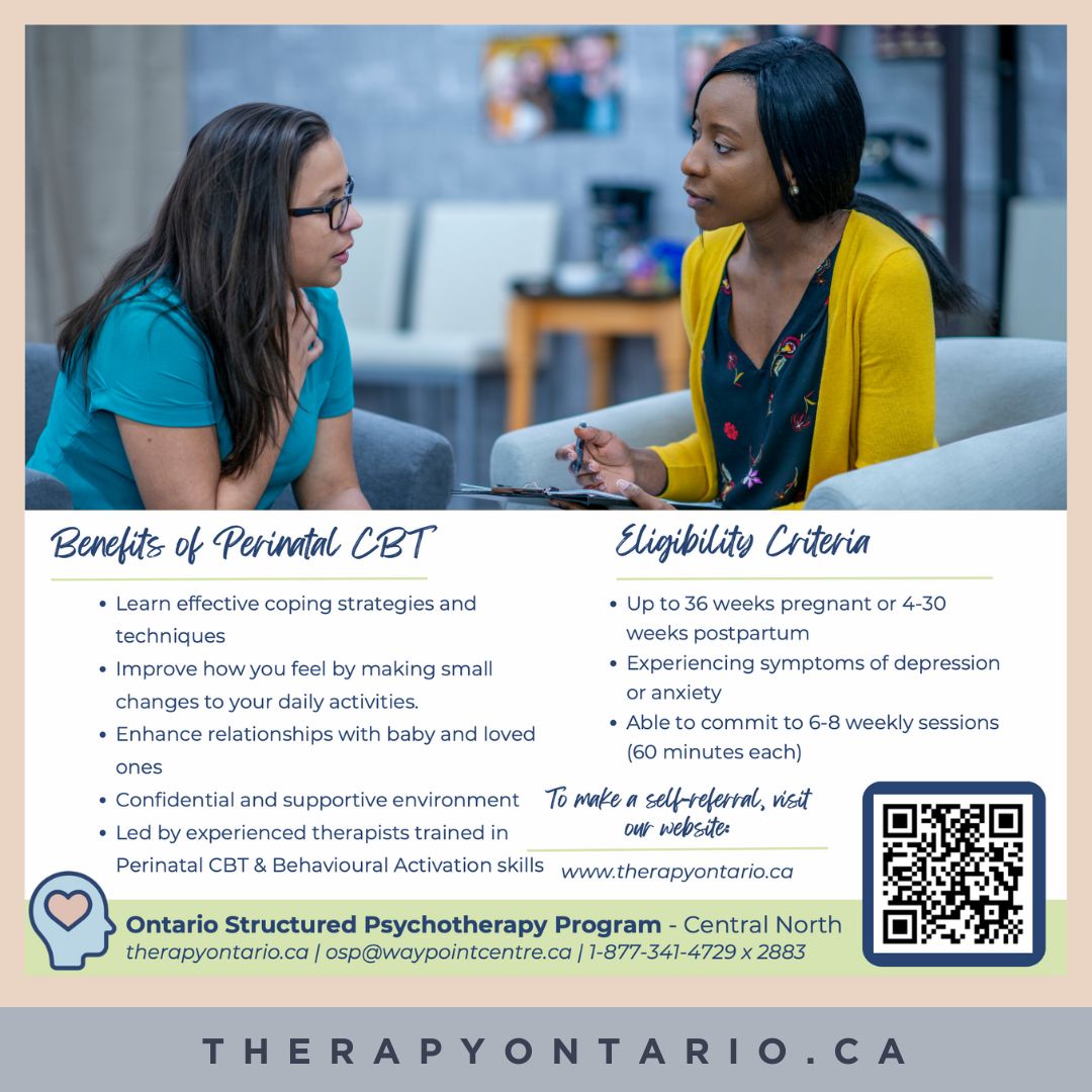WCHealthNetwork's tweet photo. π Resource Sharing: Ontario Structured Psychotherapy. π
Ontario Structured Psychotherapy offers 6-8 weeks of individual support for those 18+ in the perinatal stage. Visit https://t.co/xM8r3L3ABD to learn more & register! π
#PerinatalSupport #MentalHealthMatters #WCHN https://t.co/tY0PLwziIm